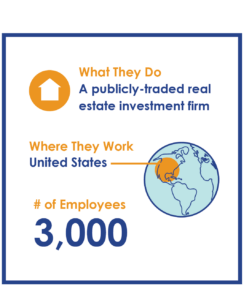 case study for a United States publicly-traded real estate investment firm of three thousand employees